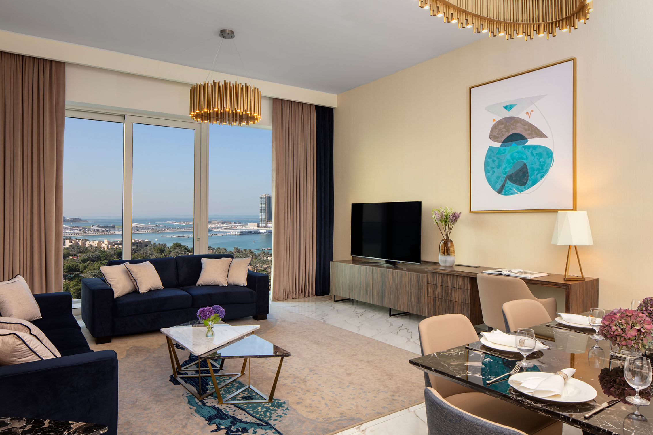 Avani Palm View Dubai Hotel & Suites - Superior Seaview Three Bedroom Apartment Living-Room
