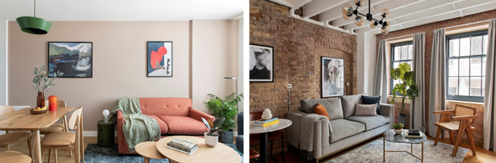 Left: Cove, Paradise Street, Liverpool ONE, UK. Right: Cove, Arne Street, Covent Garden, London, UK