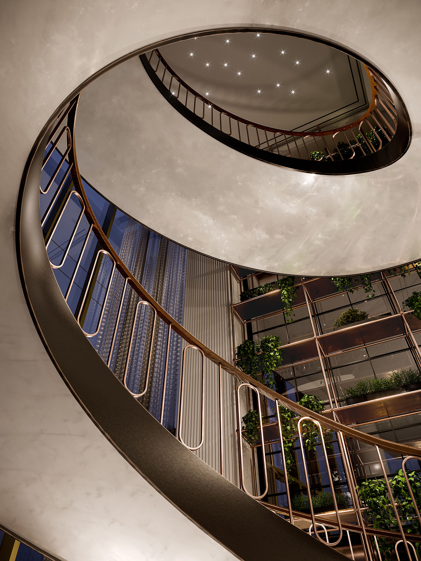 Raffles Boston Back Bay Hotel. Grand Stair. Credit: Stonehill Taylor, Image by Binyan Studios