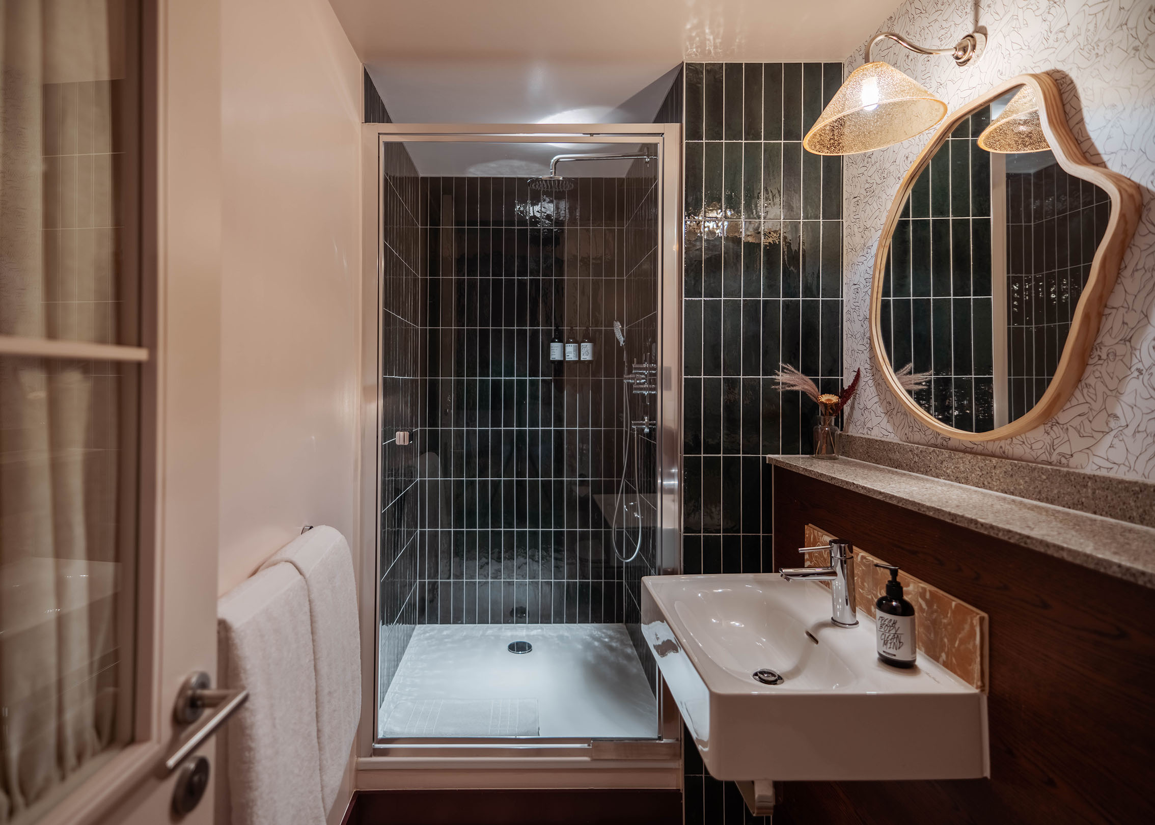 room2 Chiswick. Bathroom Green Tiles