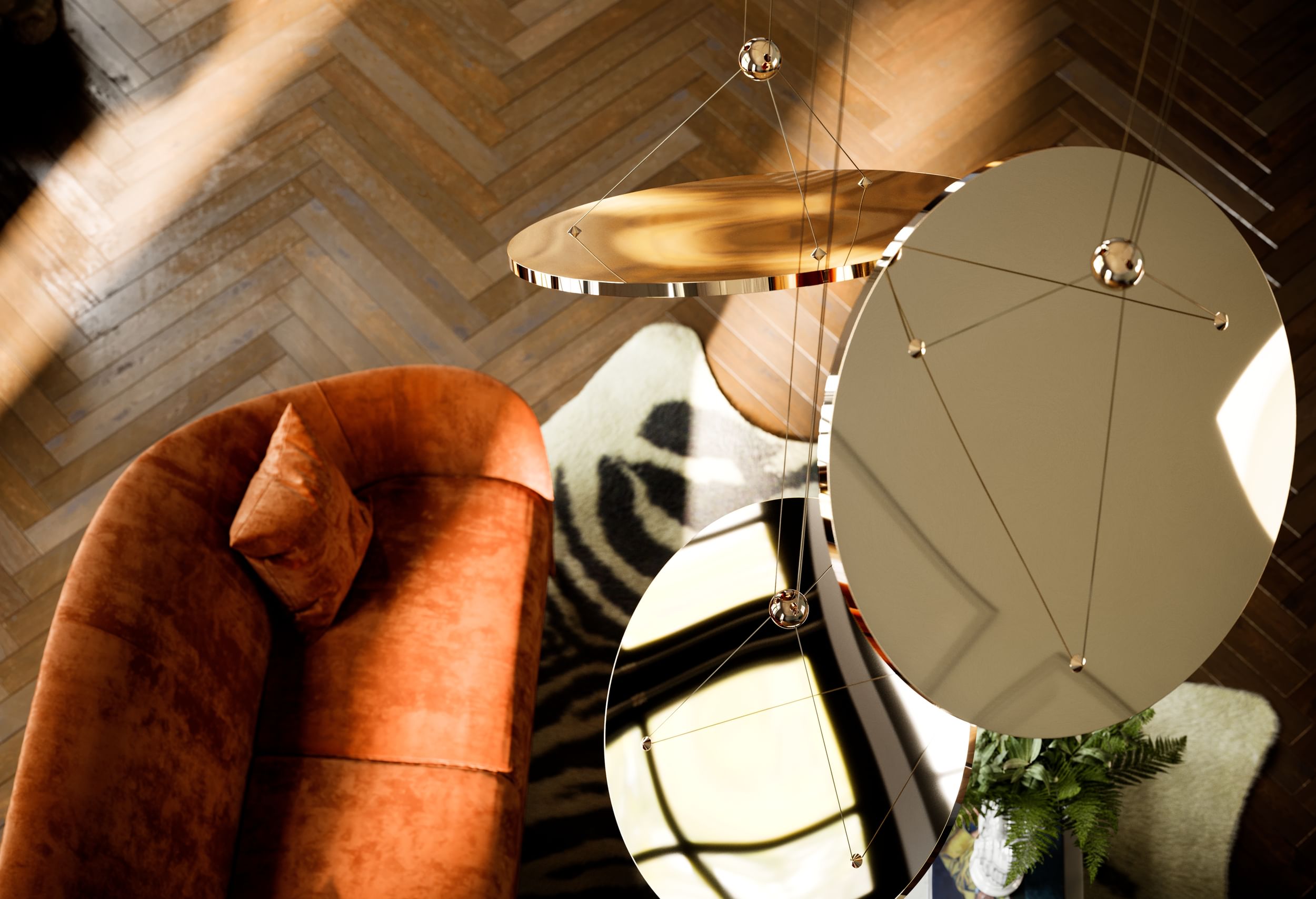 Torsa Chandelier, Polished Brass, Cameron Design House