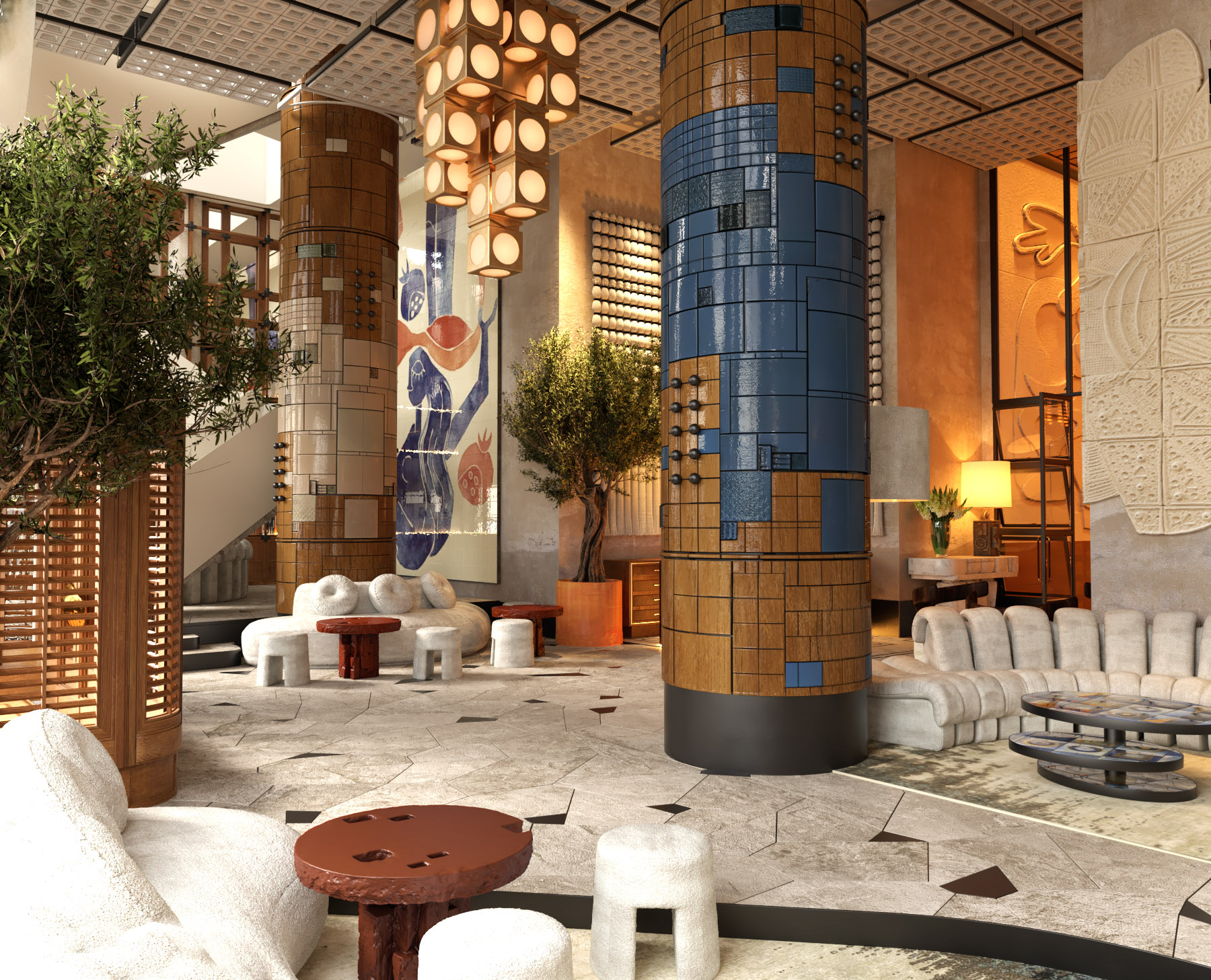 Above and below: Lobby