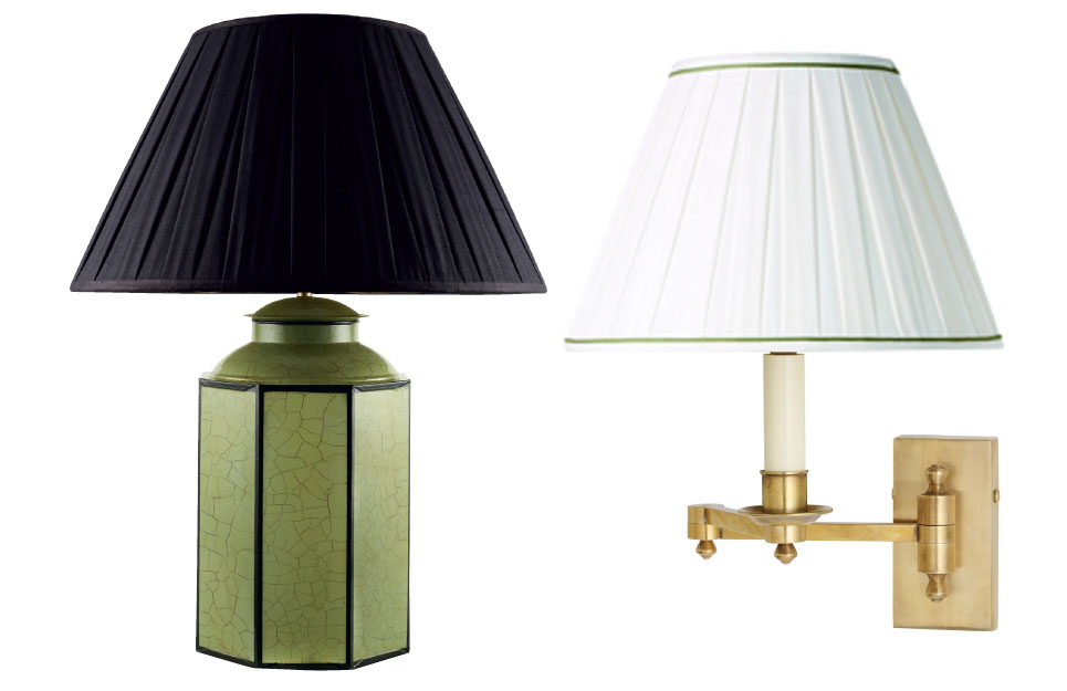 T3-035G - Hand Painted Eau de Nil Tea Caddy Table Lamp and W3-005 2-Arm Glover with Medium Backplate