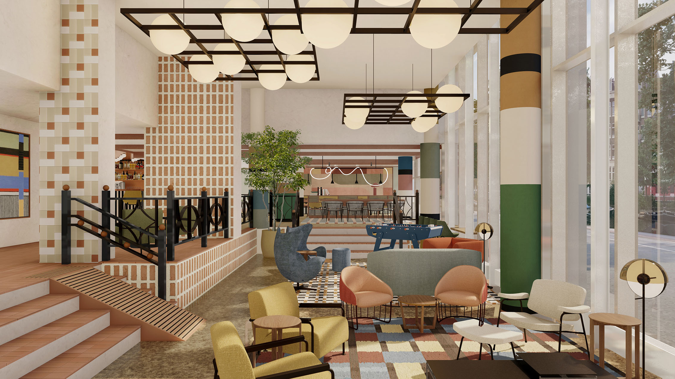 Avani Museum Quarter Amsterdam, Netherlands. Above: Lobby. All images are renderings.