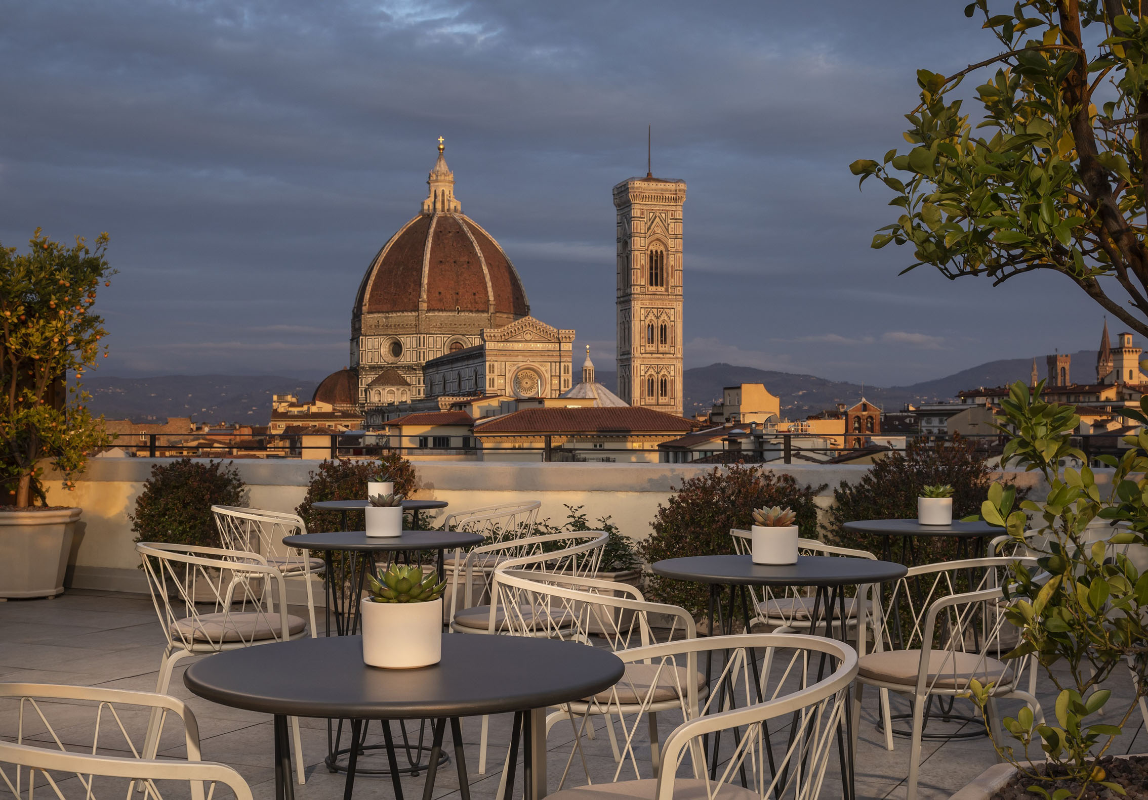 Tivoli Palazzo Gaddi Firenze Hotel, Italy. The hotel’s elegant rooftop bar.