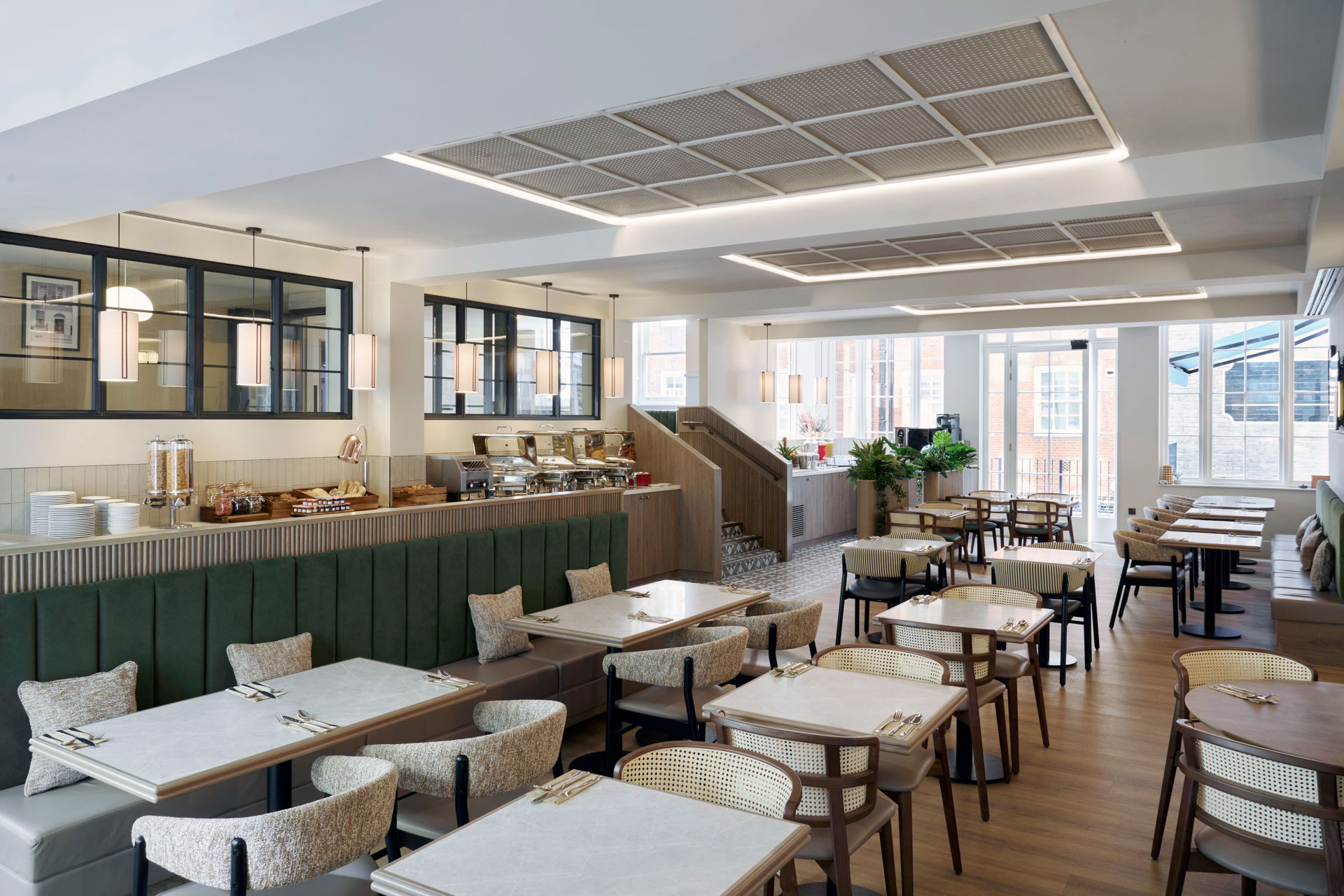 The restaurant features 66 covers with a rear buffet counter.