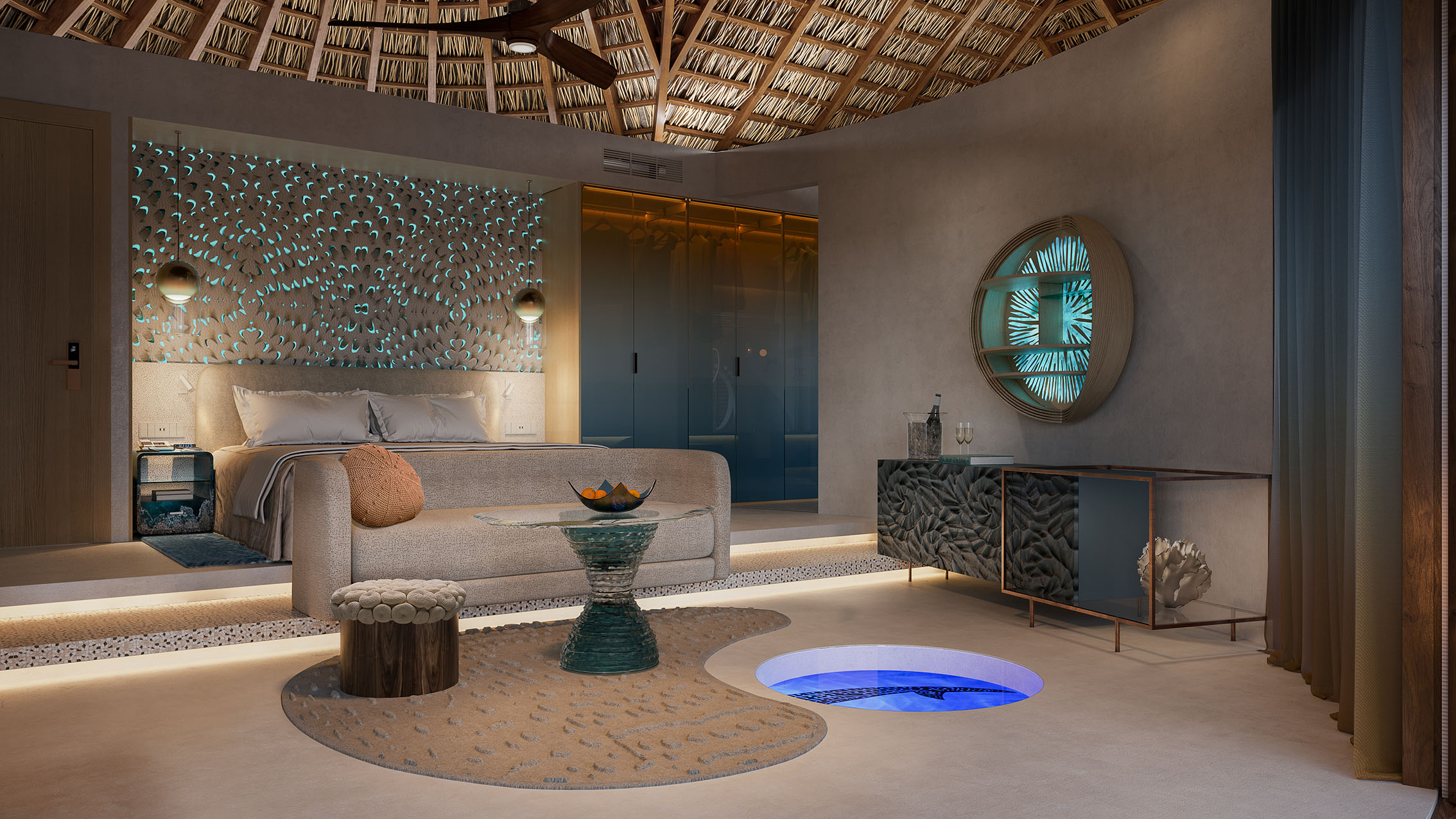 Fabulous Overwater Oasis Interior Night View