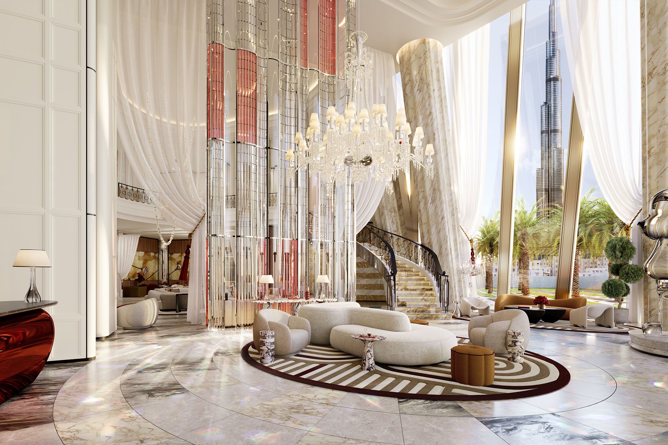Baccarat Hotel Dubai, United Arab Emirates. Lobby Grand Salon.